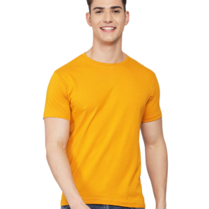 plain cotton mustard color tshirt for men