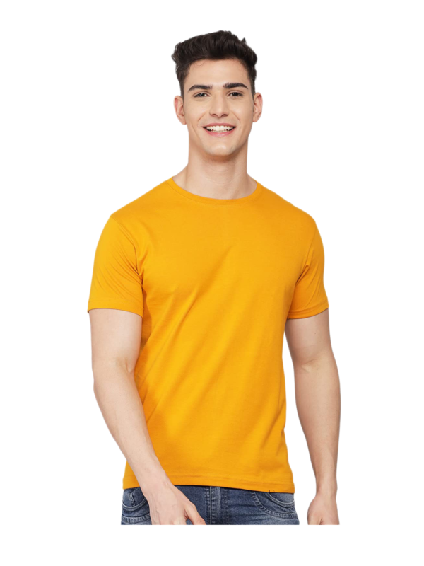 plain cotton mustard color tshirt for men