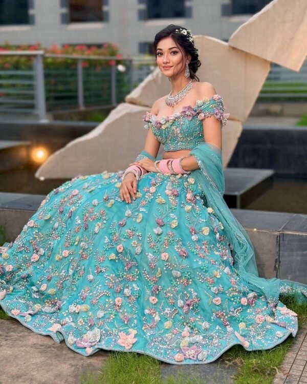 Flower work lehenga choli